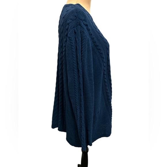 J. Jill Sz 2X Blue Cable Knit Tunic Sweater Womens 100% Polyester Soft Warm Cozy - Picture 3 of 11